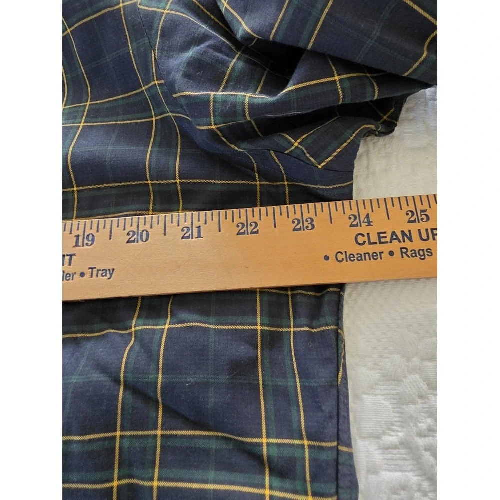 Vintage Ralph Lauren Classic Fit Men M Navy Green Yellow Plaid Button Down Shirt